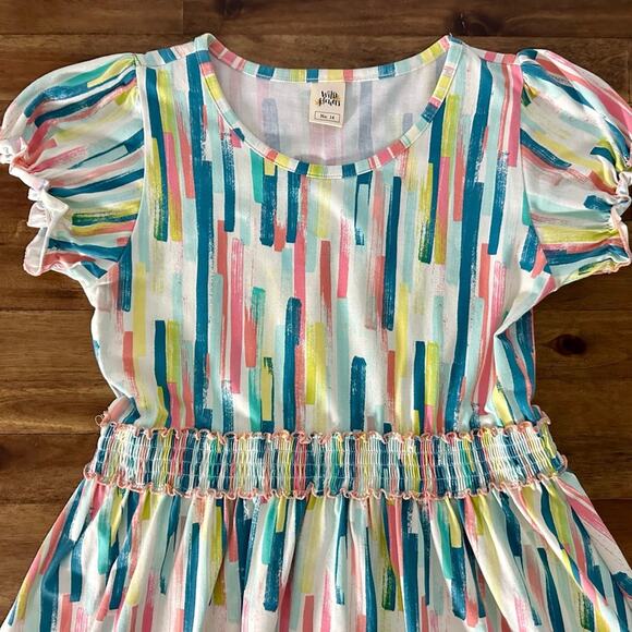 Wildflowers Technicolor Betty Dress Blue Pink Yellow Knit Short Sleeve 14 - Picture 3 of 7